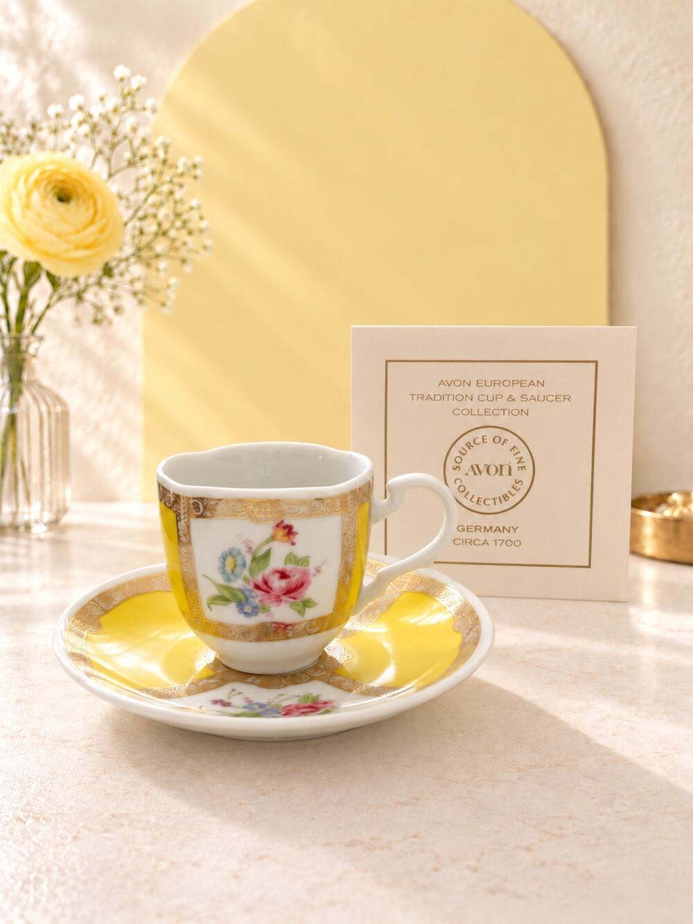 Vintage 1985 Avon Germany Demitasse Cup & Saucer Set New in Box